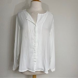 3/$25 B. Young Collection Women's White Button Blouse Size 10 Minimalist Classic